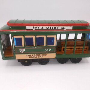 Vtg San Fran Bay Taylor Powell Mason #512 Tin Friction Trolley Cable Car Train